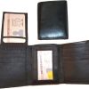 Lot of 2 New Trifold Leather Man’s wallet 2 ID 2 bill slots Black 6 card wallet