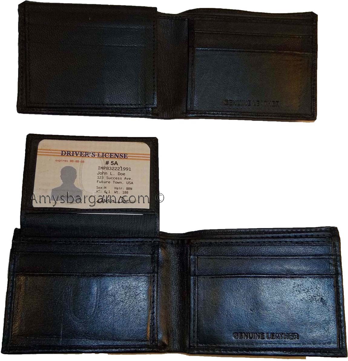 Lot of 2 New man's skinny leather Bi-fold wallet 6 bank card holder 2 bill slots - Image 5