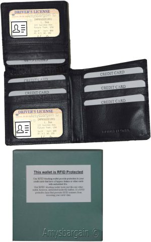 Lot of 2 RFID Men's Hipster wallet Genuine Leather Bifold 15 Card 2ID New in Box - Image 7
