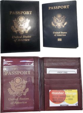 Lot of 2 USA Leather passport case, wallet, credit card leather card case new