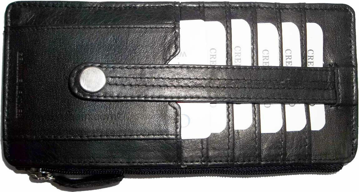 Lot of 3 Black Solid Genuine Leather Wallet, Zipper Case Credit Card ID Holder - Image 11