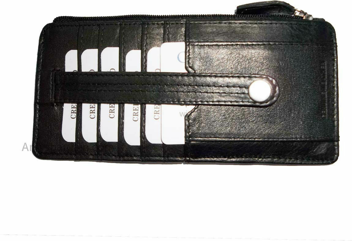 Lot of 3 Black Solid Genuine Leather Wallet, Zipper Case Credit Card ID Holder - Image 12