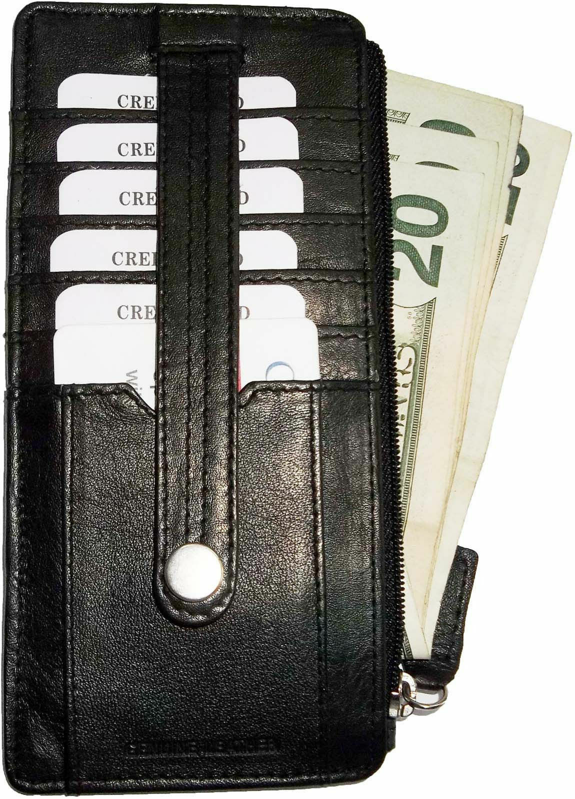 Lot of 3 Black Solid Genuine Leather Wallet, Zipper Case Credit Card ID Holder - Image 13