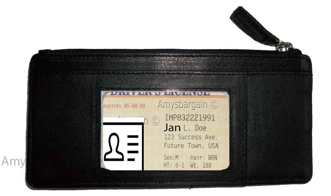 Lot of 3 Black Solid Genuine Leather Wallet, Zipper Case Credit Card ID Holder - Image 8