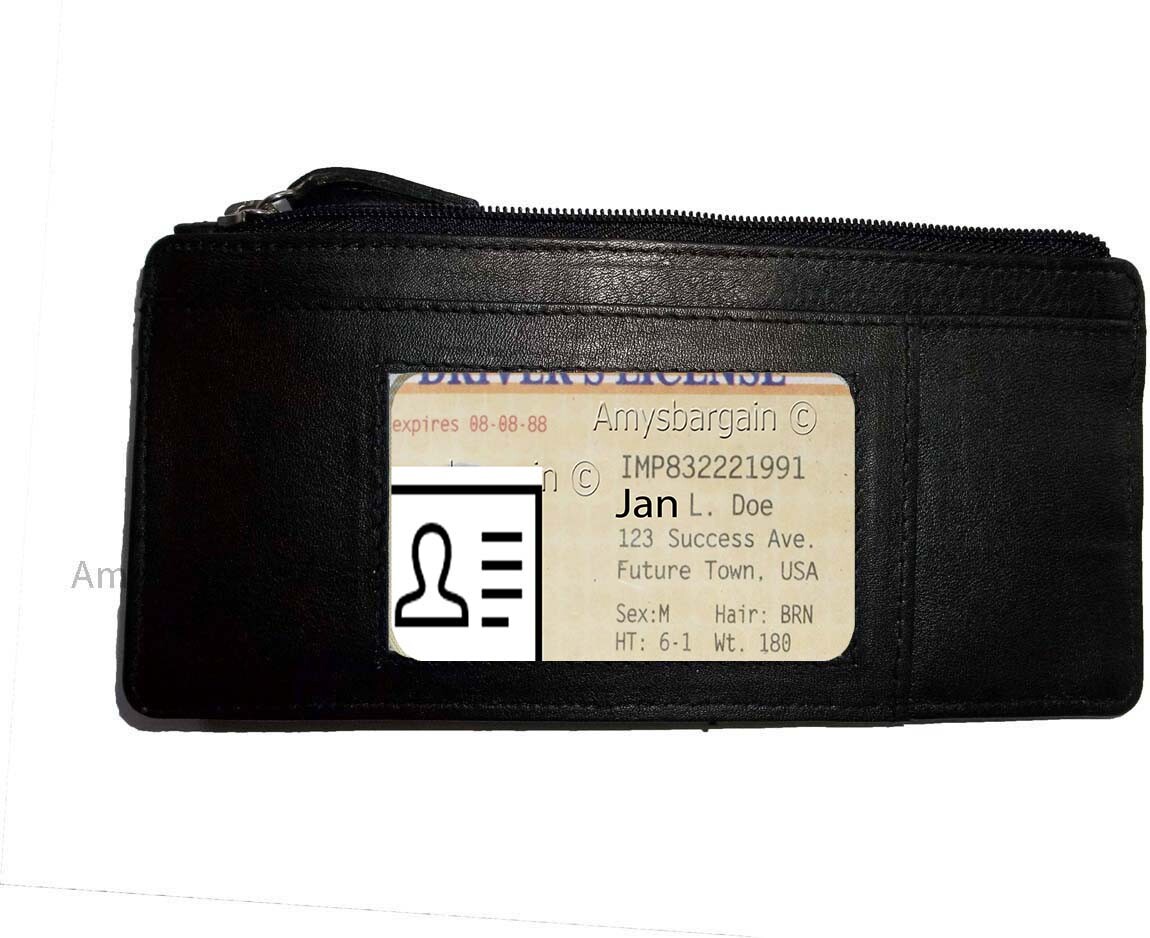 Lot of 3 Black Solid Genuine Leather Wallet, Zipper Case Credit Card ID Holder - Image 10