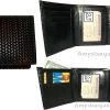 Lot of 3 Italian Style Woven Printed Leather Man's Black Trifold walletI ID new