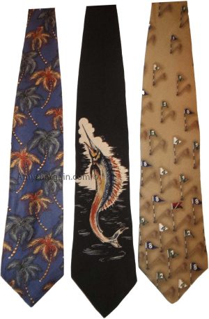 Lot of 3 Men's tie Cutter and Buck Designer Silk Men's Neck Wear Made in USA L3