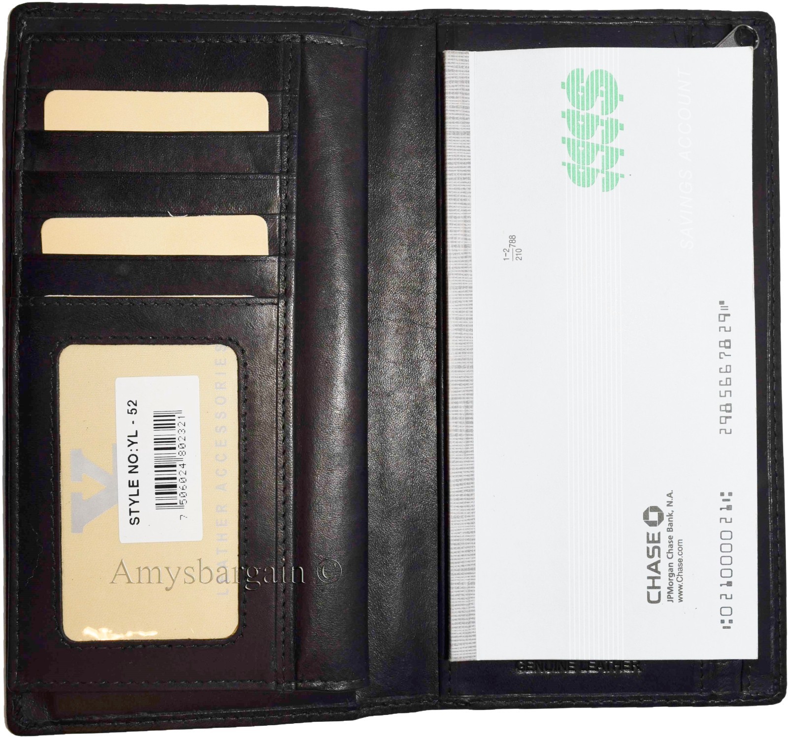 Lot of 3 New Black Leather checkbook wallet 14 credit card change purse ID BNWT - Image 13