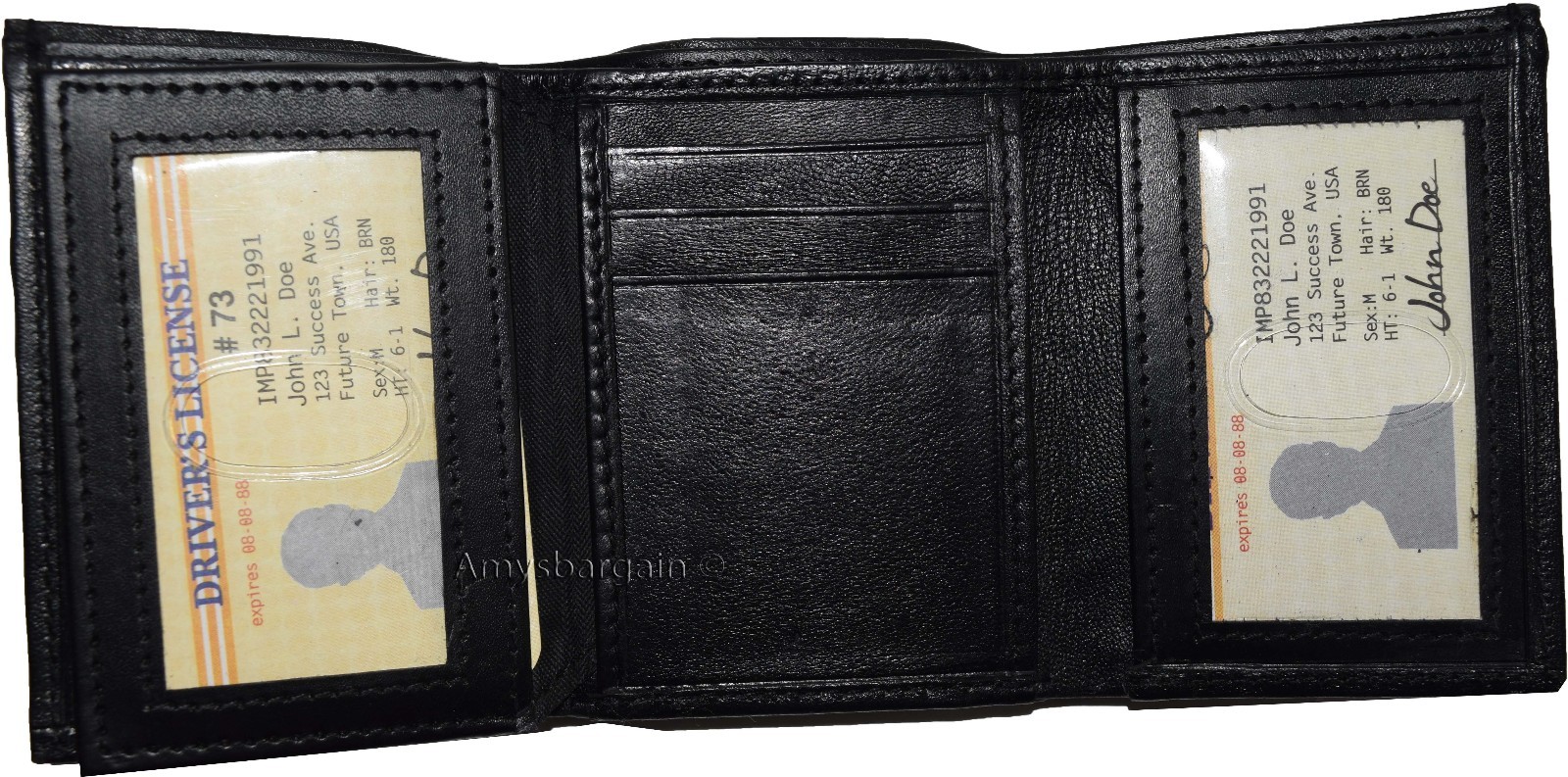 Lot of 3 New Trifold Leather Man’s wallet 9 card space 2 ID Window 2 bill slots - Image 13