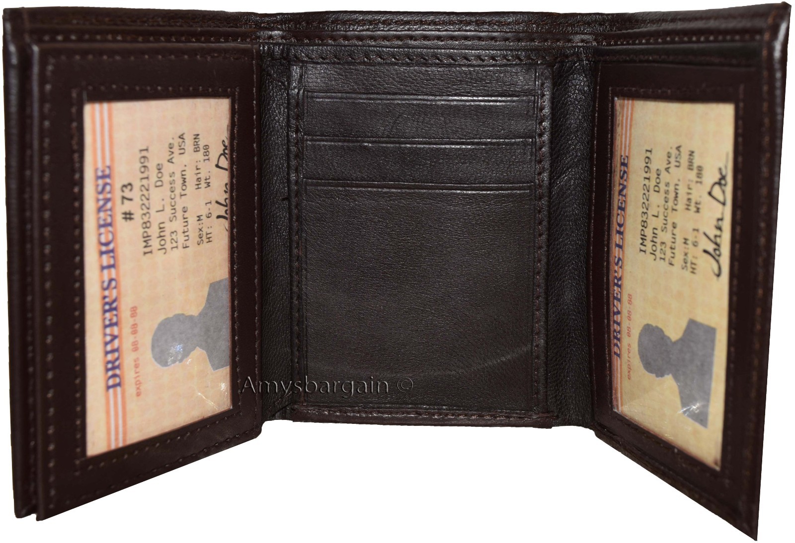 Lot of 3 New Trifold Leather Man’s wallet 9 card space 2 ID Window 2 bill slots - Image 8