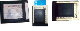 Lot of 3 Unbranded leather money clips, Money clip credit card ID card space new