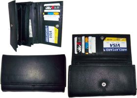 Lot of 3 Woman's Leather checkbook wallet 6 Credit card ID 7 Bill pockets BR New