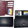 Lot of 3 Woman's Leather checkbook wallet 6 Credit card ID 7 Bill pockets BR New