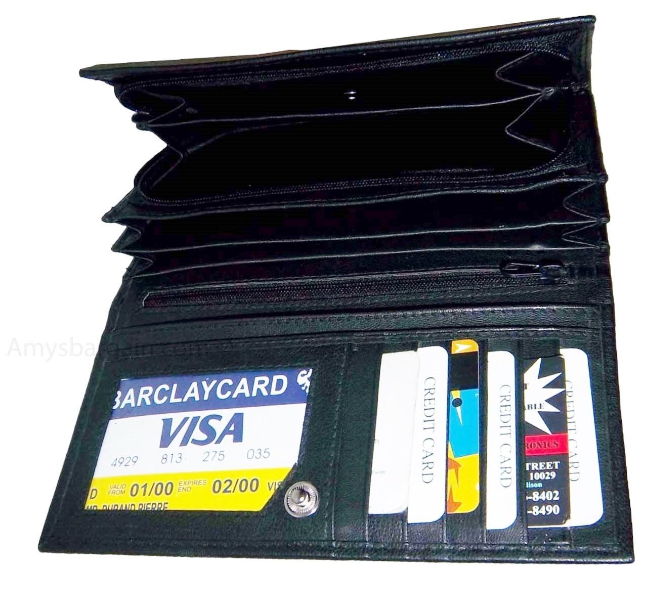 Lot of 3 Woman's Leather checkbook wallet 6 Credit card ID 7 Bill pockets BR New - Image 6