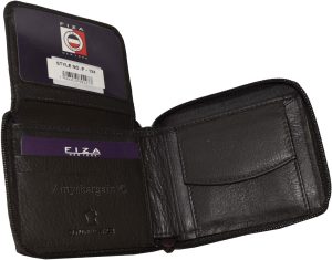 Lot of 3 Zip around FIZA NY leather men's wallet Brown Bi-fold wallet 6 card BN - Image 13