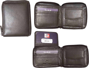 Lot of 3 Zip around FIZA NY leather men's wallet Brown Bi-fold wallet 6 card BN - Image 3