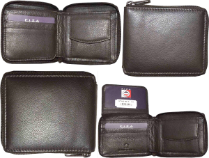 Lot of 3 Zip around FIZA NY leather men's wallet Brown Bi-fold wallet 6 card BN - Image 4