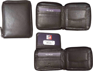 Lot of 3 Zip around FIZA NY leather men's wallet Brown Bi-fold wallet 6 card BN - Image 5