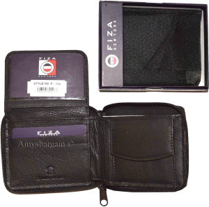 Lot of 3 Zip around FIZA NY leather men's wallet Brown Bi-fold wallet 6 card BN - Image 6