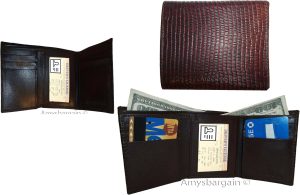 Lot of 3 men's Lizard skin Printed Leather wallet Man's Brown Trifold wallet BN.