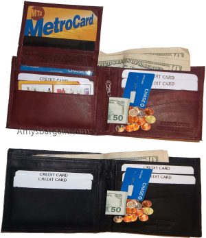 Lot of 4 Bifold Leather Man’s wallet 10 Card 3 bill slots 2 IDs change purse BN - Image 7