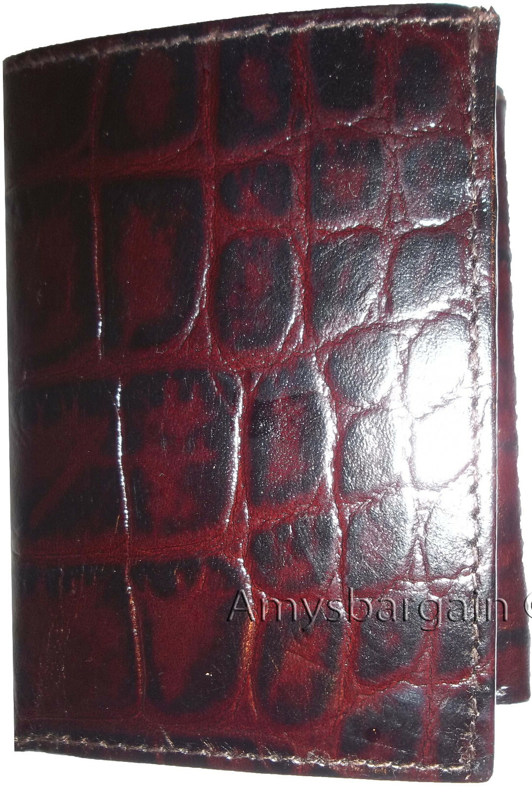 Lot of 4 Italian Style Crocodile Printed Leather Man's Brown Trifold wallet new - Image 4