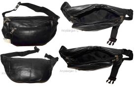 Lot of 4 Large Leather waist pouch Black waist bag leather bag Jumbo Fanny pack