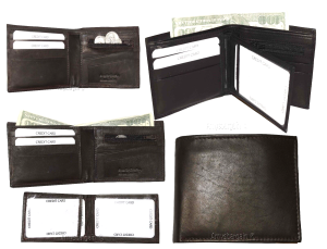 Lot of 4 Man's Bifold 2-in-1 Leather Wallet 9 Card Slot 3 ID 3 Bill slots wallet