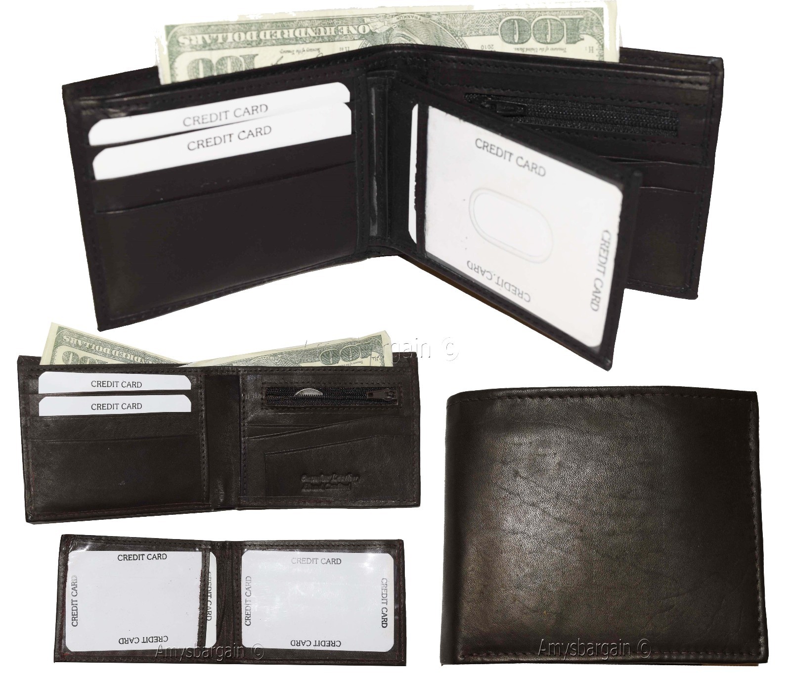 Lot of 4 Man's Bifold 2-in-1 Leather Wallet 9 Card Slot 3 ID 3 Bill slots wallet - Image 10