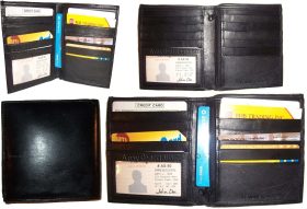 Lot of 4 Men's wallet Genuine Leather Hipster bifold Black, Men's billfold, BNWT