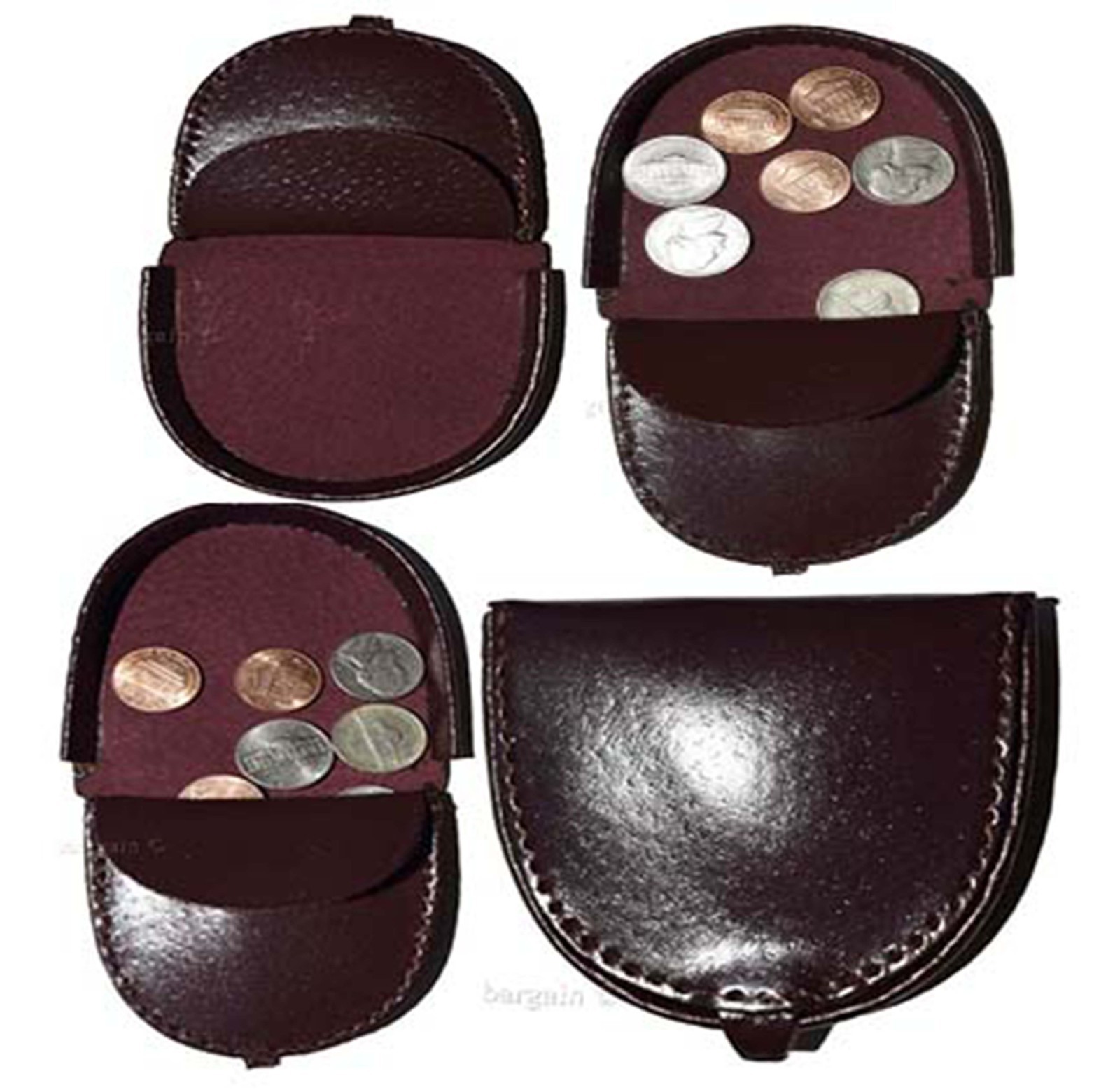 Lot of 4 New Burgundy Leather change purse, Coin case, Coin holder, change case