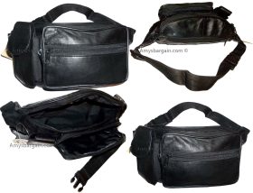 Lot of 4 New Leather waist pouches waist bag leather bag new Black Fanny pack