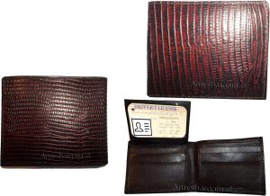 Lot of 5 New Lizard Skin Printed Leather Man's Brown billfold wallet 6 cards ID - Image 3