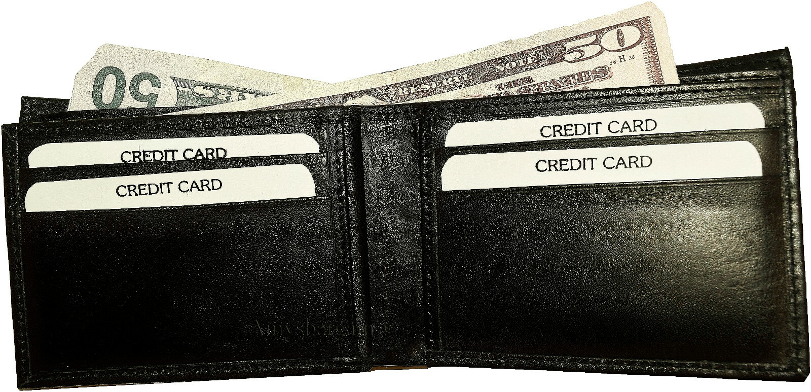 Lot of 5 men's bifold leather wallet 3 bill slots id case change case brand new - Image 13