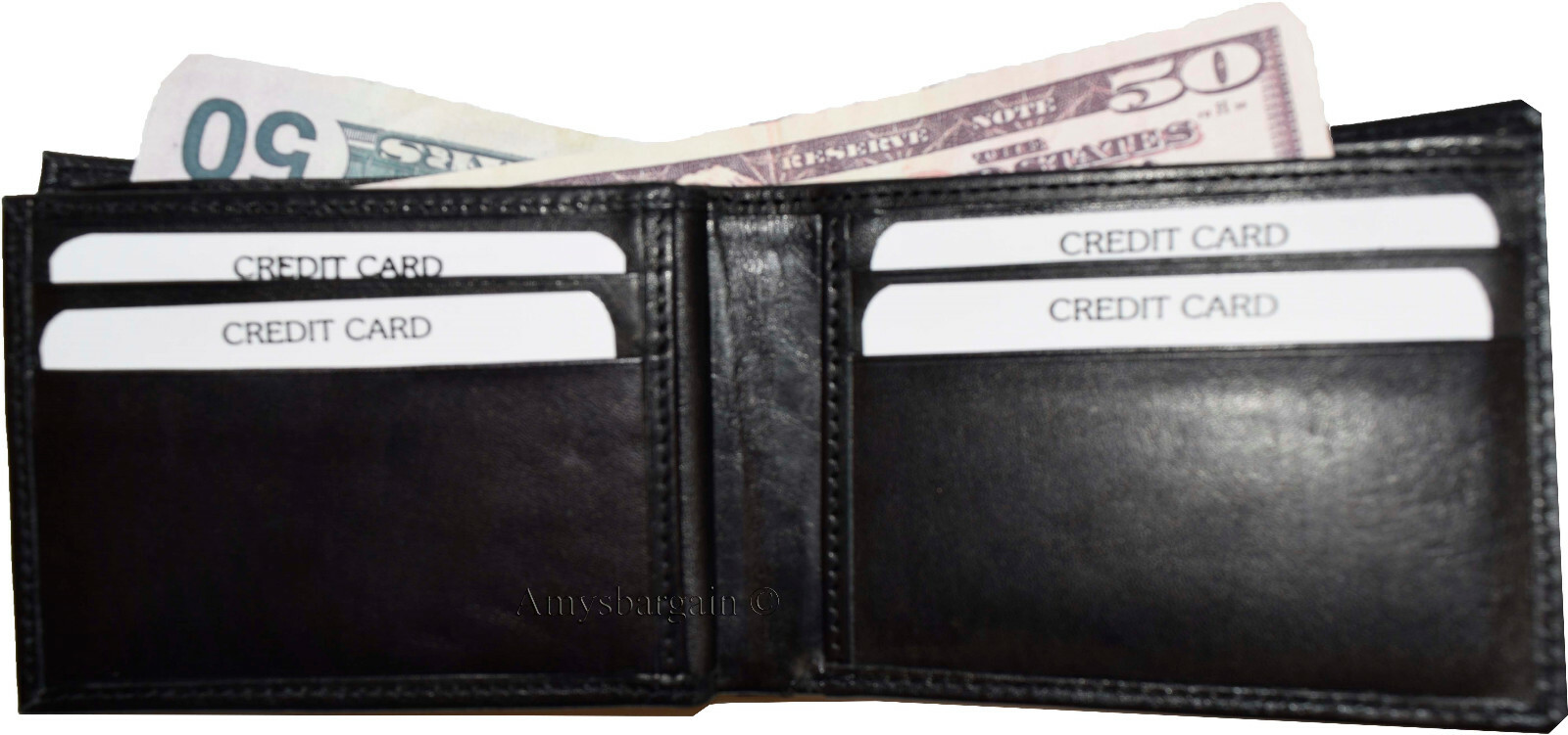 Lot of 5 men's bifold leather wallet 3 bill slots id case change case brand new - Image 6