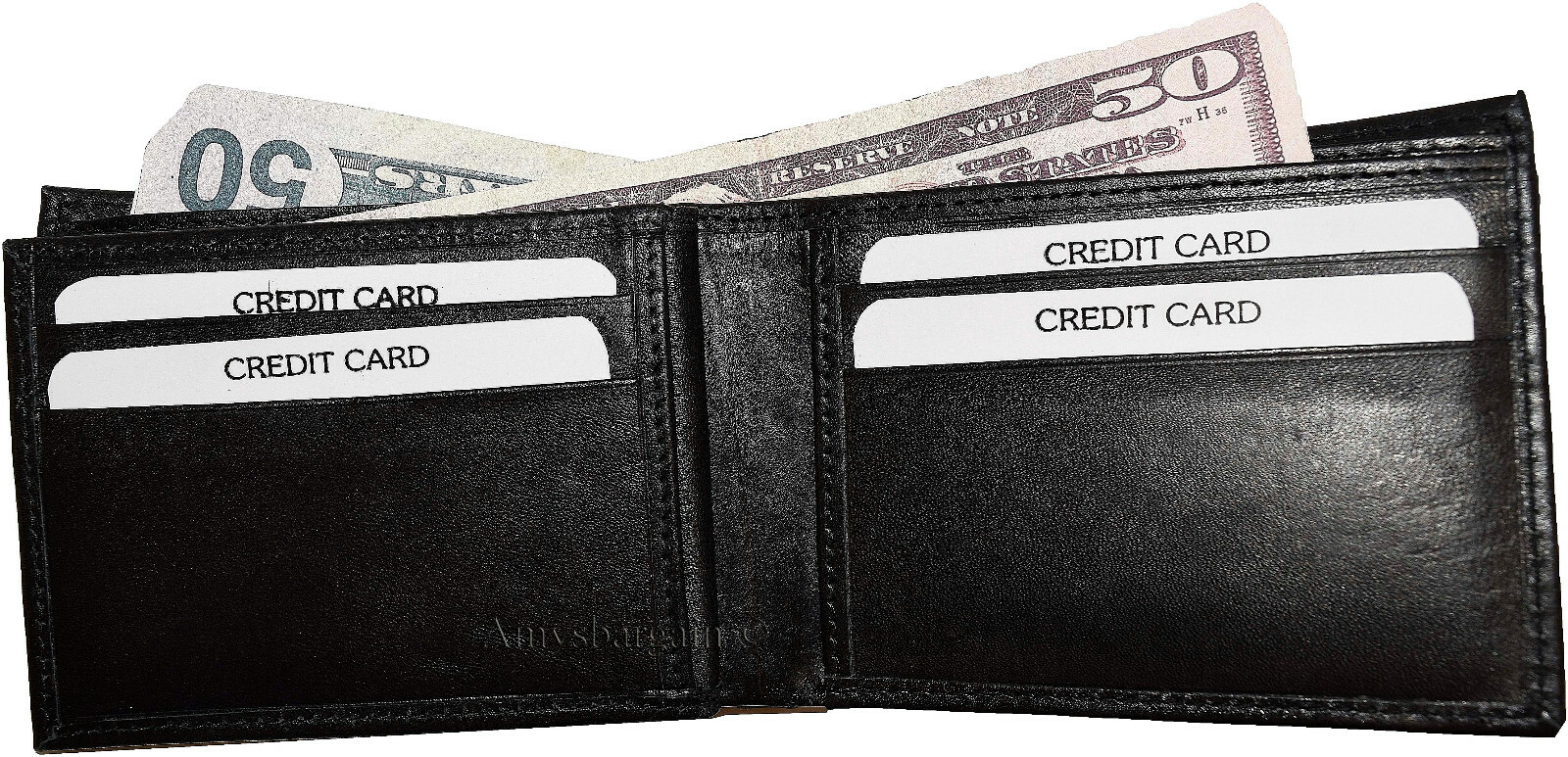 Lot of 5 men's bifold leather wallet 3 bill slots id case change case brand new - Image 7