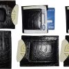 Lot of 6 Crocodile skin printed leather money clip Black Bifold Billfold. BR New