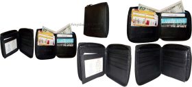 Lot of 6 Zip around Leather Men's Wallet Unbranded Black 2 Bill slot wallet New