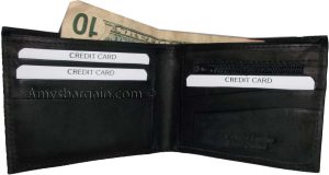 Man's wallet 6 credit card spaces 2 bill slotd zip change purse coin case new - Image 11