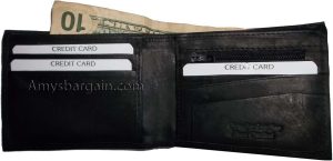 Man's wallet 6 credit card spaces 2 bill slotd zip change purse coin case new - Image 12