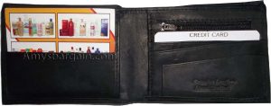 Man's wallet 6 credit card spaces 2 bill slotd zip change purse coin case new
