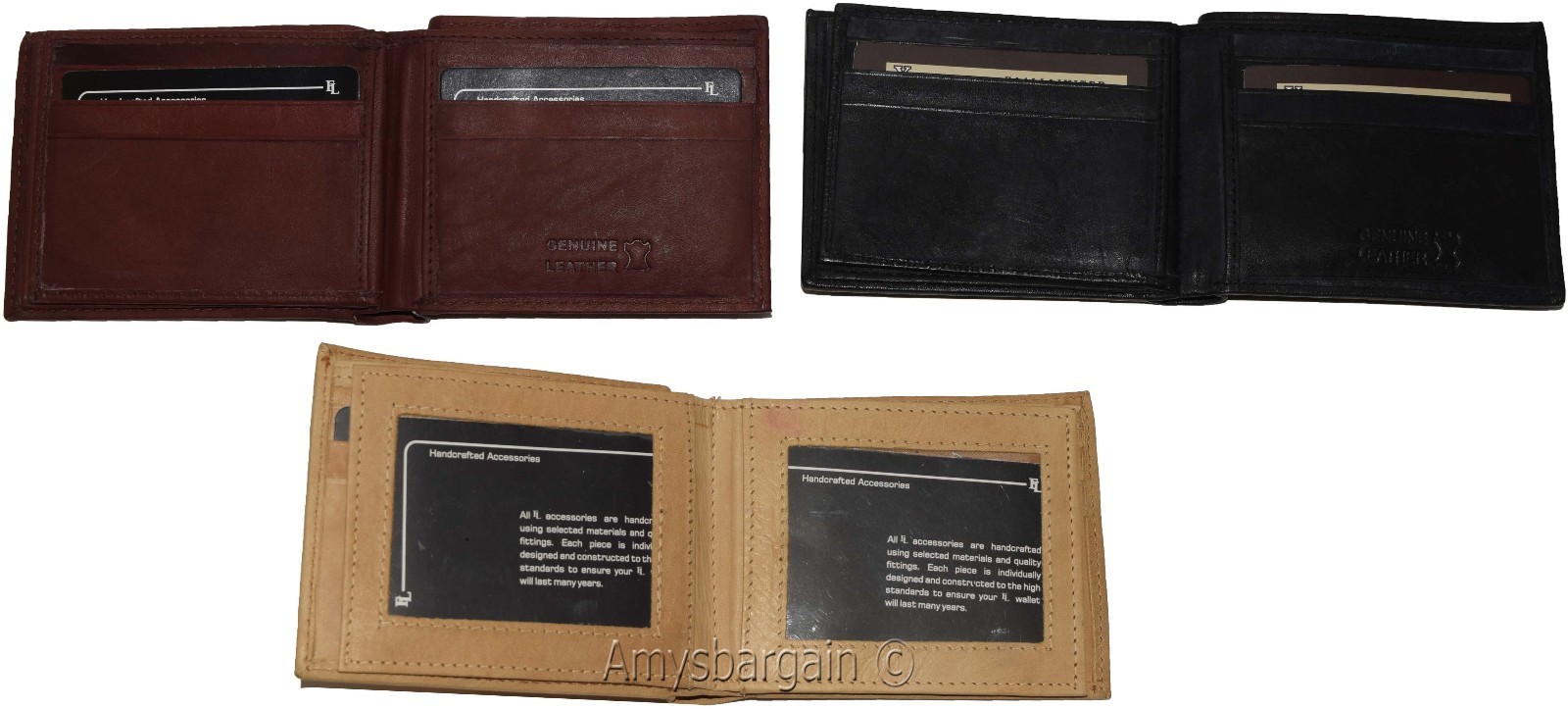Men's Bifold leather wallet 2 center pieces 9 card 3 IDs Genuine leather wallet - Image 11