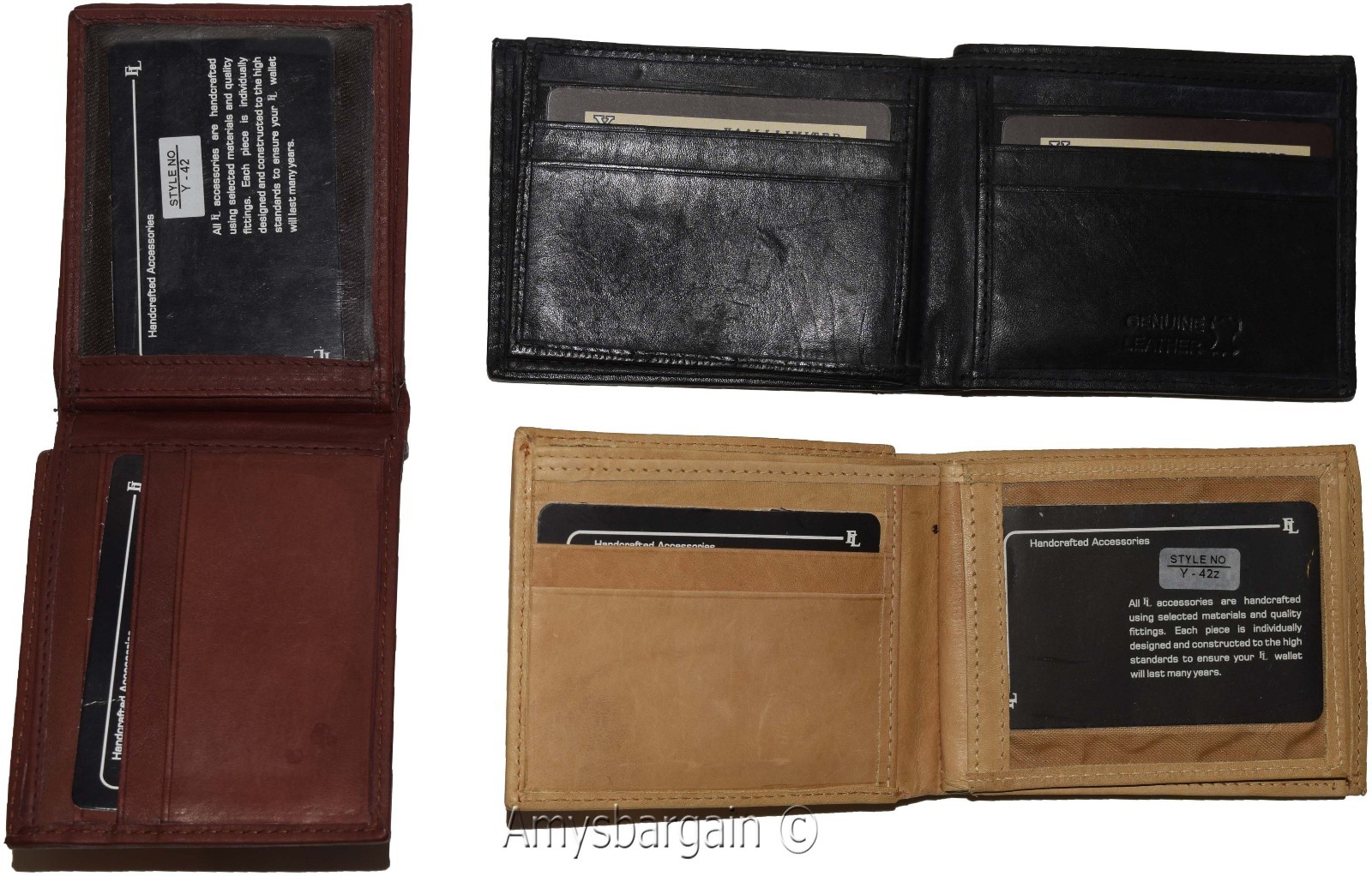 Men's Bifold leather wallet 2 center pieces 9 card 3 IDs Genuine leather wallet - Image 9