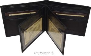 Men's Bifold leather wallet, 2 center pieces 9 card 3 IDs Genuine leather wallet - Image 8