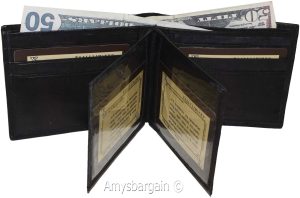 Men's Bifold leather wallet, 2 center pieces 9 card 3 IDs Genuine leather wallet - Image 10