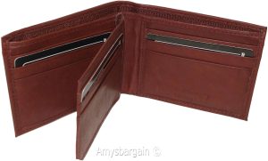 Men's Leather Wallet 3 Bill space leather men's Bifold wallet Zip change pocket - Image 12