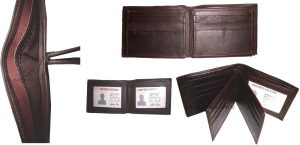 Men's Leather Wallet 9 Cards Holder 3 ID windows Billfold Wallet BR New Lot of 4