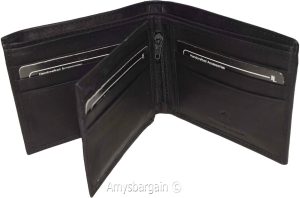 Men's Leather Wallet. Black leather men's Bifold wallet, Zip change pocket #y28z - Image 10