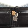Men's Leather Wallet. Black leather men's Bifold wallet, Zip change pocket #y28z