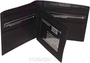 Men's Leather Wallet. Black leather men's Bifold wallet, Zip change pocket #y28z - Image 3